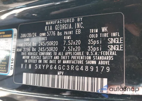 2024 Kia Telluride S z USA, uszkodzony, nr VIN 5XYP64GC3RG489179